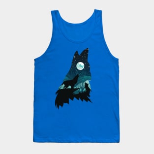 Wolf Howling with Forest Tank Top